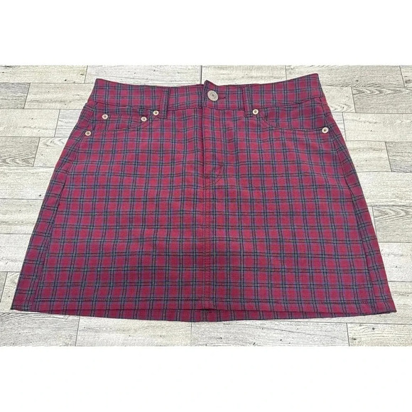 American Eagle Hi-Rise Mini Skirt Women's Size 4 Multicolor Plaid Stretch - Picture 1 of 4